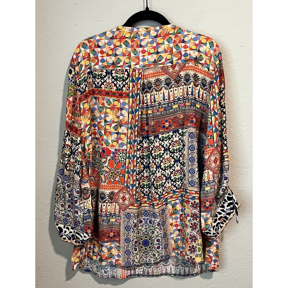 John Mark Top Medium Artsy Peasant Colorful Tunic Floral Embroidered Boho - Picture 7 of 15